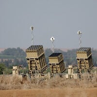 File: The Iron Dome missile defense system stationed close to the southern city of Sderot on October 12, 2023. (Jack Guez/AFP)