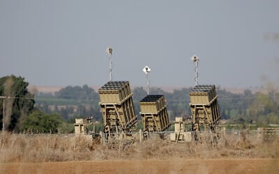 File: The Iron Dome missile defense system stationed close to the southern city of Sderot on October 12, 2023. (Jack Guez/AFP)