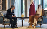 US Secretary of State Antony Blinken (L) meets with Qatar's Emir Sheikh Tamim bin Hamad al-Thani in Lusail on October 13, 2023. (Jacquelyn Martin / POOL / AFP)