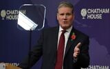 Britain's main opposition Labour Party leader Keir Starmer delivers a speech in central London on October 31, 2023. (Daniel LEAL / AFP)