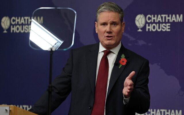 Britain's main opposition Labour Party leader Keir Starmer delivers a speech in central London on October 31, 2023. (Daniel LEAL / AFP) Britain's main opposition Labour Party leader Keir Starmer delivers a speech in central London on October 31, 2023. (Daniel LEAL / AFP)