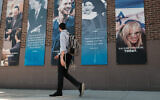 A pedestrian on the campus of Yeshiva University in New York City on August 30, 2022. (Spencer Platt/Getty Images, via JTA)