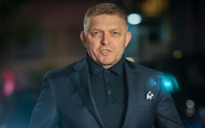 Former Prime Minister Robert Fico arrives at his party's headquarters after polling stations closed for an early parliamentary election, in Bratislava, Slovakia, September 30, 2023. (Darko Bandic/AP)