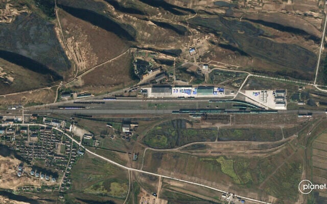This satellite photo from Planet Labs PBC shows increased activity at the Tumangang Rail Facility in North Korea, on Oct. 5, 2023 (Planet Labs PBC via AP) This satellite photo from Planet Labs PBC shows increased activity at the Tumangang Rail Facility in North Korea, on Oct. 5, 2023 (Planet Labs PBC via AP)
