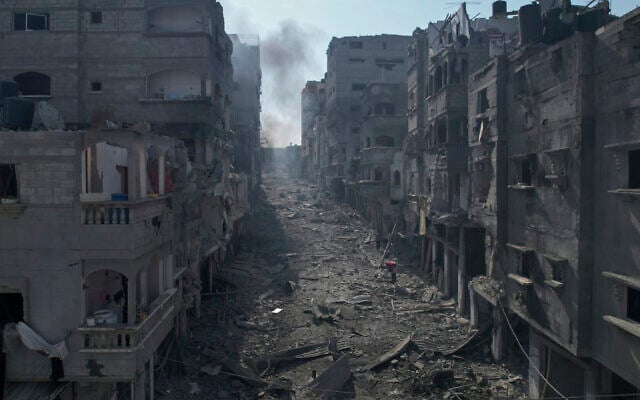 A view of the rubble of buildings hit by an Israeli airstrike, in Jabalia, Gaza Strip, Wednesday, Oct. 11, 2023. (AP/Hatem Moussa) A view of the rubble of buildings hit by an Israeli airstrike, in Jabalia, Gaza Strip, Wednesday, Oct. 11, 2023. (AP/Hatem Moussa)