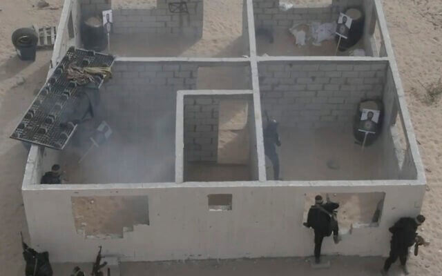 A live-fire exercise dubbed operation “Strong Pillar” outside Al-Mawasi, a town on the southern coast of the Gaza Strip, on September 12, 2023. (Hamas via AP) A live-fire exercise dubbed operation “Strong Pillar” outside Al-Mawasi, a town on the southern coast of the Gaza Strip, on September 12, 2023. (Hamas via AP)
