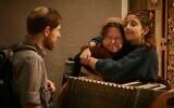 Jews hug after a communal prayer to honor and offer support for the victims in Israel at B'nai Jeshurun Synagogue on Thursday, Oct. 12, 2023, in New York. (Andres Kudacki/AP)