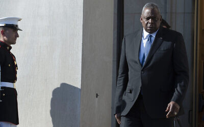 US Secretary of Defense Lloyd Austin at the Pentagon, in Washington, October 19, 2023. (Cliff Owen/AP)