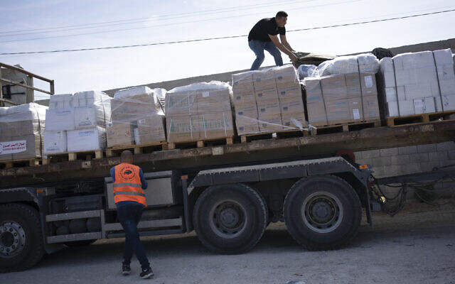 Trucks with humanitarian aid for the Gaza Strip enter from Egypt in Rafah on Oct. 21, 2023. (AP Photo/Fatima Shbair) Trucks with humanitarian aid for the Gaza Strip enter from Egypt in Rafah on Oct. 21, 2023. (AP Photo/Fatima Shbair)