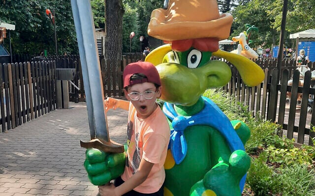 This photo provided by Avi Zichri shows his son, Ohad Munder-Zichri, on Aug. 23, 2023. Ohad turned 9 on Monday, Oct. 23, but instead of celebrating at home with his family and friends, he was somewhere in Gaza, one of more than 200 hostages held by Hamas since the terrorists' devastating Oct. 7 incursion. (Courtesy of Avi Zichri via AP)