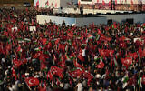 Turkish President Recep Tayyip Erdogan, speaks to attendees during a rally to show their solidarity with Palestinians, in Istanbul, Turkey, October 28, 2023. (AP Photo/Emrah Gurel)