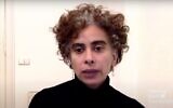 Screen capture from video of Palestinian author Adania Shibli, 2021. (YouTube. Used in accordance with Clause 27a of the Copyright Law)