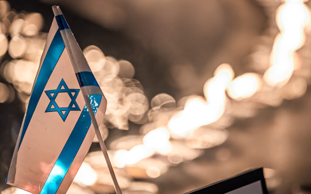 A scene from the 1300 Candle Vigil in Dizengoff Square in Tel Aviv, on October 12, 2023. (Eli Katzoff)