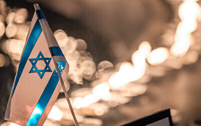 A scene from the 1300 Candle Vigil in Dizengoff Square in Tel Aviv, on October 12, 2023. (Eli Katzoff)