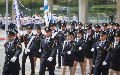 The Knesset Guard marches during the opening session of the new Knesset, following elections, on April 30, 2019. (Noam Revkin Fenton/Flash90)