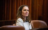 MK Michal Woldiger at the Knesset plenum, April 5, 2021. (Olivier Fitousi/Flash90)