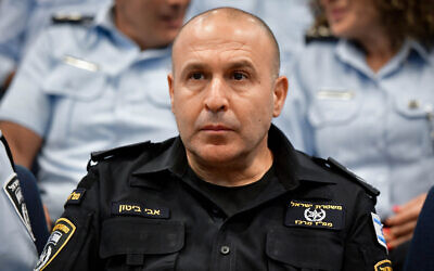 Central District Police Commander Avi Bitton at a ceremony in Tel Aviv, July 19, 2023. (Avshalom Sassoni/Flash90)