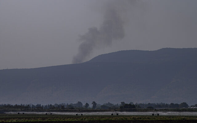 Smoke rises from after rockets were fired from Lebanon into northern Israel, October 22, 2023. (Ayal Margolin/Flash90) Smoke rises from after rockets were fired from Lebanon into northern Israel, October 22, 2023. (Ayal Margolin/Flash90)