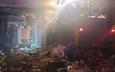 The IDF demolishes a pizzeria in Huwara that posted an ad mocking an elderly woman taken hostage by terrorists into Gaza on October 12, 2023. (Screen capture/X)