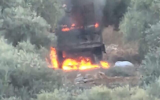 Palestinian farming property torched by settlers in Burin on October 25, 2023. (Yesh Din)