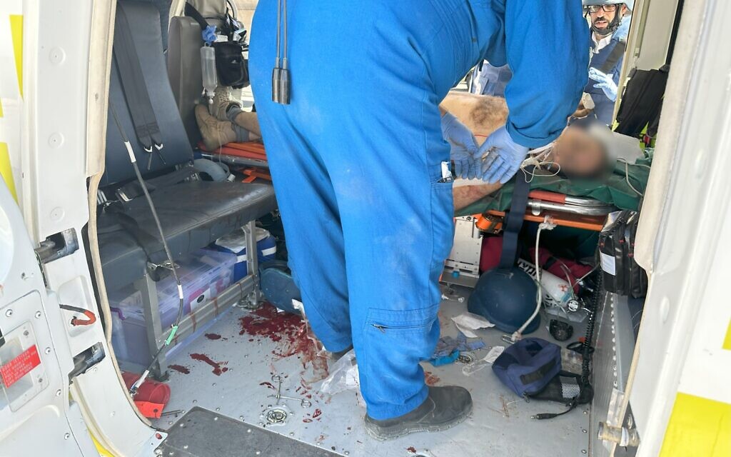 Magen David Adom air ambulances evacuate injured from Hamas's October 7, 2023 terror attack, killing over 1,200 Israelis and injuring over 3,000. (Courtesy)