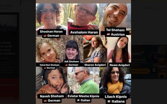 Relatives of Shaked Haran from Kibbutz Be'eri near the Gaza border missing and believed to have been in Hamas captivity since Saturday, October 7, 2023. (Courtesy)