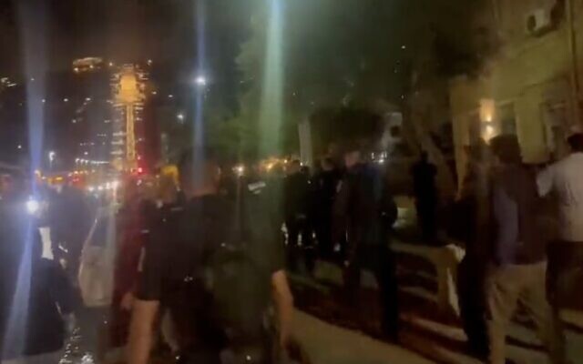 Police break up a pro-Palestinian rally in Haifa, on October 18, 2023. (Screen capture/X)