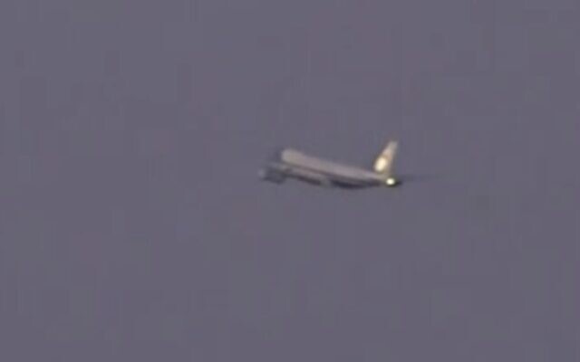 Air Force One departs Israel on October 18, 2023. (Screen capture/Channel 12) Air Force One departs Israel on October 18, 2023. (Screen capture/Channel 12)