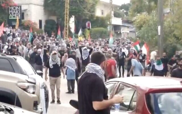 Lebanese security forces disperse a crowd protesters trying to storm the US embassy in Beirut in protest of the war in Gaza on October 18, 2023. (Screen capture/X) Lebanese security forces disperse a crowd protesters trying to storm the US embassy in Beirut in protest of the war in Gaza on October 18, 2023. (Screen capture/X)