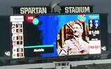 Michigan State University displayed an image of Adolf Hitler as part of a trivia quiz prior to a football game, October 21, 2023. (Alexander Haenke/X via JTA)