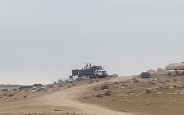 A’nizan residents pack up belongings to find another place to live due to longstanding settler violence, on October 29, 2023. (Screen capture/X) A’nizan residents pack up belongings to find another place to live due to longstanding settler violence, on October 29, 2023. (Screen capture/X)