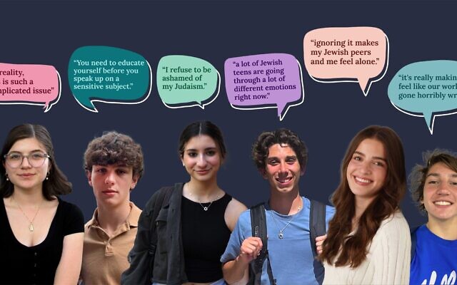 Jewish teens from across the US shared their thoughts and views on the Israel-Hamas war, October 2023. (Design by Grace Yagel, JTA)