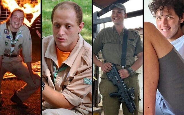 From left to right: Gili Adar, Yuval Halivni, Reem Betito and Laor Abromov. (Camp Tel Yehudah Facebook via JTA)