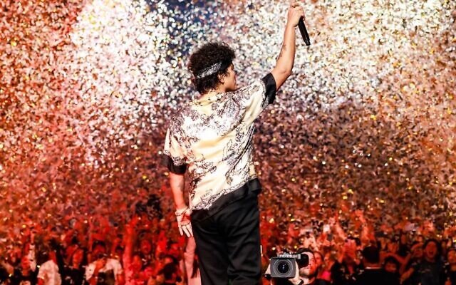 American pop star Bruno Mars will perform in Tel Aviv on October 4 and 7, 2023, from his October 1, 2023 show in Tblisi, Georgia (Courtesy B.N.)