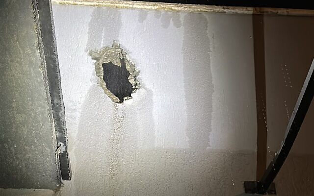 Damage caused by a rocket impact in Sderot, October 30, 2023. (Sderot Municipality)
