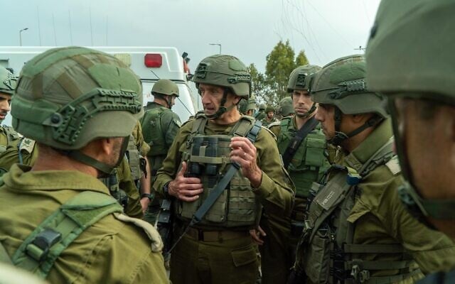 IDF Chief of Staff Lt. Gen. Herzi Halevi speaks to troops near the border with the Gaza Strip, October 9, 2023. (Israel Defense Forces) IDF Chief of Staff Lt. Gen. Herzi Halevi speaks to troops near the border with the Gaza Strip, October 9, 2023. (Israel Defense Forces)