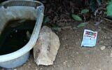 A poisoned water vessel in northern Israel, October 2023 (Natan binosovich, Israel Nature and Parks Authority)