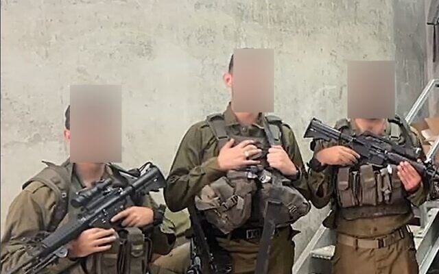 Ready for action. Soldiers pose with the equipment that parent Korin Itzhaki has  purchased for them with the help of donations. (Courtesy, Korin Itzhaki)