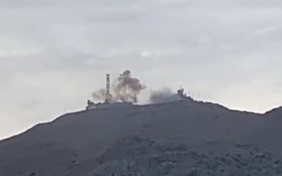 An Israeli military site in the Mount Dov area on the Lebanon border is seen attacked by mortars fired by the Hezbollah terror group, October 8, 2023. (Screenshot: X)