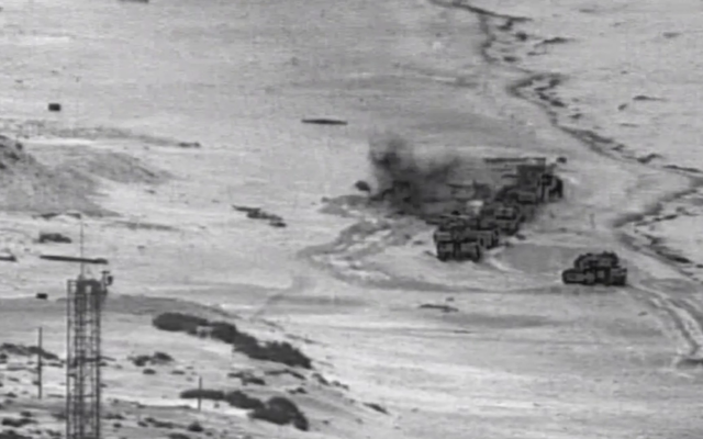 A still from video released by the IDF shows Israeli tanks in the Gaza Strip on October 28, 2023. (Screen capture: IDF) A still from video released by the IDF shows Israeli tanks in the Gaza Strip on October 28, 2023. (Screen capture: IDF)