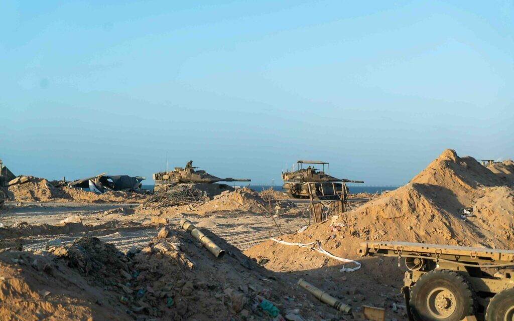 Israel troops operating in the Gaza Strip in this handout photo released on November 15, 2023. (IDF)