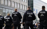 Illustrative: German police officers at Herrmannplatz, Berlin, on October 11, 2023. (John MACDOUGALL / AFP)