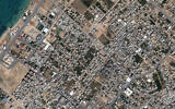 This handout satellite picture courtesy of Maxar Techonologies shows an overview of Al Karameh neighborhood in Gaza Strip on May 10, 2023. (Satellite image ©2023 Maxar Technologies / AFP)