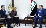 A handout picture released by Iraq's Prime Minister's Media Office on November 5, 2023 shows Prime Minister Mohamed Shia al-Sudani, right, meeting with US Secretary of State Antony Blinken in Baghdad. (Iraq's Prime Minister's Media Office/AFP)