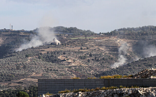 Shells fired by the IDF fall close to the village of Yarine near Lebanon's southern border with northern Israel on November 10, 2023. (AFP) Shells fired by the IDF fall close to the village of Yarine near Lebanon's southern border with northern Israel on November 10, 2023. (AFP)