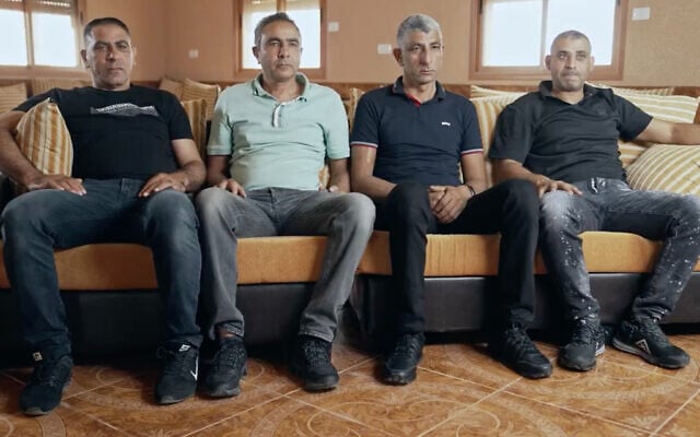 Four cousins from Rahat, including Ismail Ismail Alqrinawi (second from right), recount how they rescued dozens from Hamas terrorists on October 7, 2023. (screenshot courtesy Have You Seen the Horizon Lately) Four cousins from Rahat, including Ismail Ismail Alqrinawi (second from right), recount how they rescued dozens from Hamas terrorists on October 7, 2023. (screenshot courtesy Have You Seen the Horizon Lately)