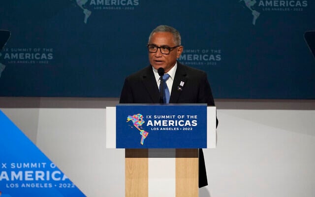 Belize Prime Minister Johnny Briceno speaks during the opening plenary session at the Summit of the Americas Thursday, June 9, 2022, in Los Angeles. (AP Photo/Marcio Jose Sanchez) Belize Prime Minister Johnny Briceno speaks during the opening plenary session at the Summit of the Americas Thursday, June 9, 2022, in Los Angeles. (AP Photo/Marcio Jose Sanchez)