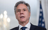 US Secretary of State Antony Blinken speaks at the State Department, in Washington, October 30, 2023. (Alex Brandon/AP)