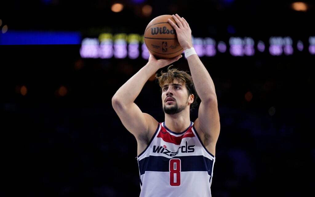 Washington Wizards' Deni Avdija plays during an NBA basketball game, November 6, 2023, in Philadelphia. (AP Photo/Matt Slocum)