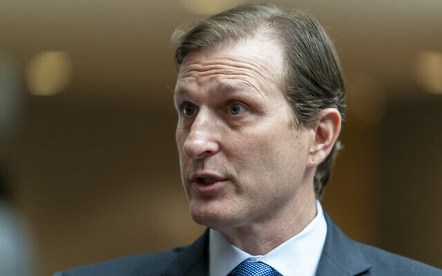 Rep. Daniel Goldman speaks with reporters, Nov. 7, 2023, in Washington. (AP Photo/Alex Brandon)